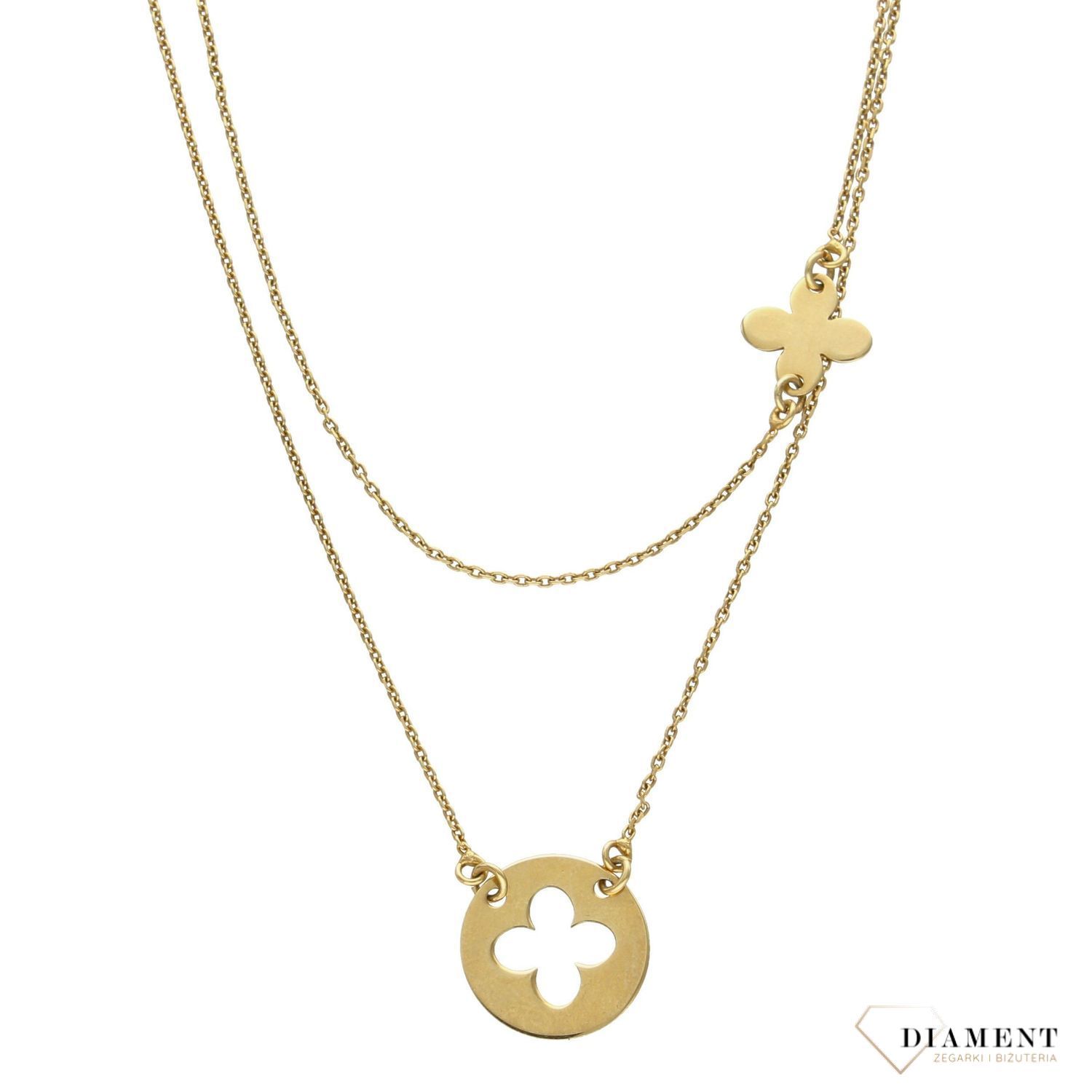 Naszyjnik srebrny z koniczynką pokryty złotem Dall'Acqua C RM CL0015 069 z.jpg